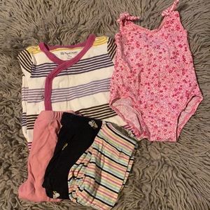 $11 Lot of Infant clothing Size 3-6 month. Onsie 3 pants and a swimsuit.